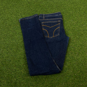 Retro Dickies Denim Cargo Trousers Joggers Blue Small