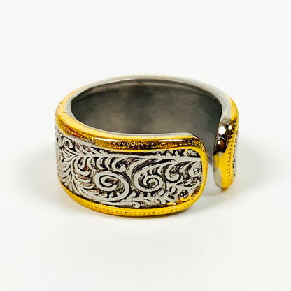 Vintage Retro Ornate Adjustable Ring Silver