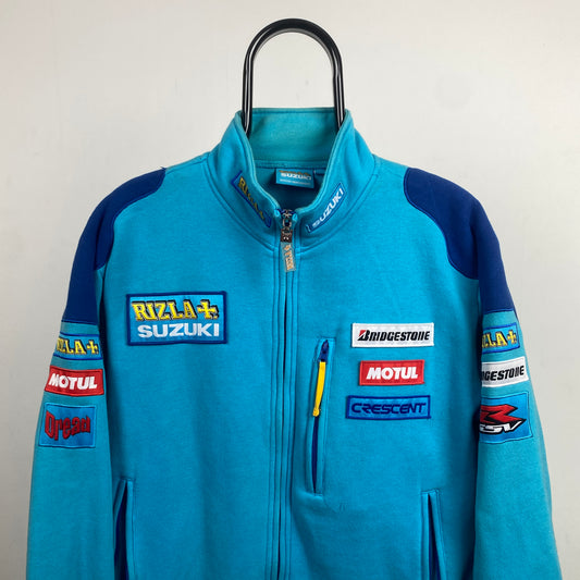 Retro 90s Suzuki Motorsport Fleece Sweatshirt Blue Large