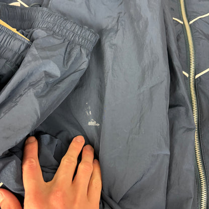 00s Nike Piping Windbreaker Jacket + Joggers Set Blue Small