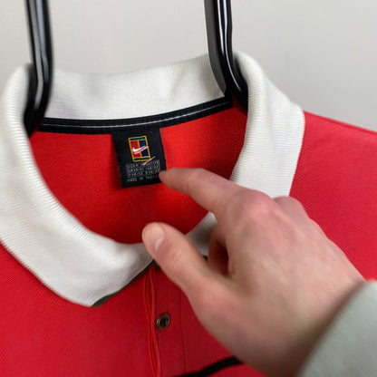 90s Nike Challenge Court Polo Shirt T-Shirt Pink Medium