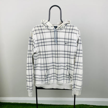 00s Nike Plaid Hoodie White Small