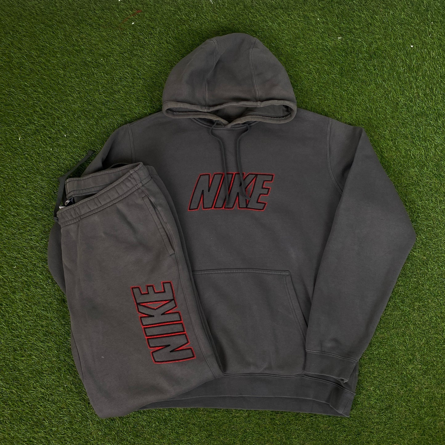 00s Nike Cotton Hoodie + Joggers Set Grey Large