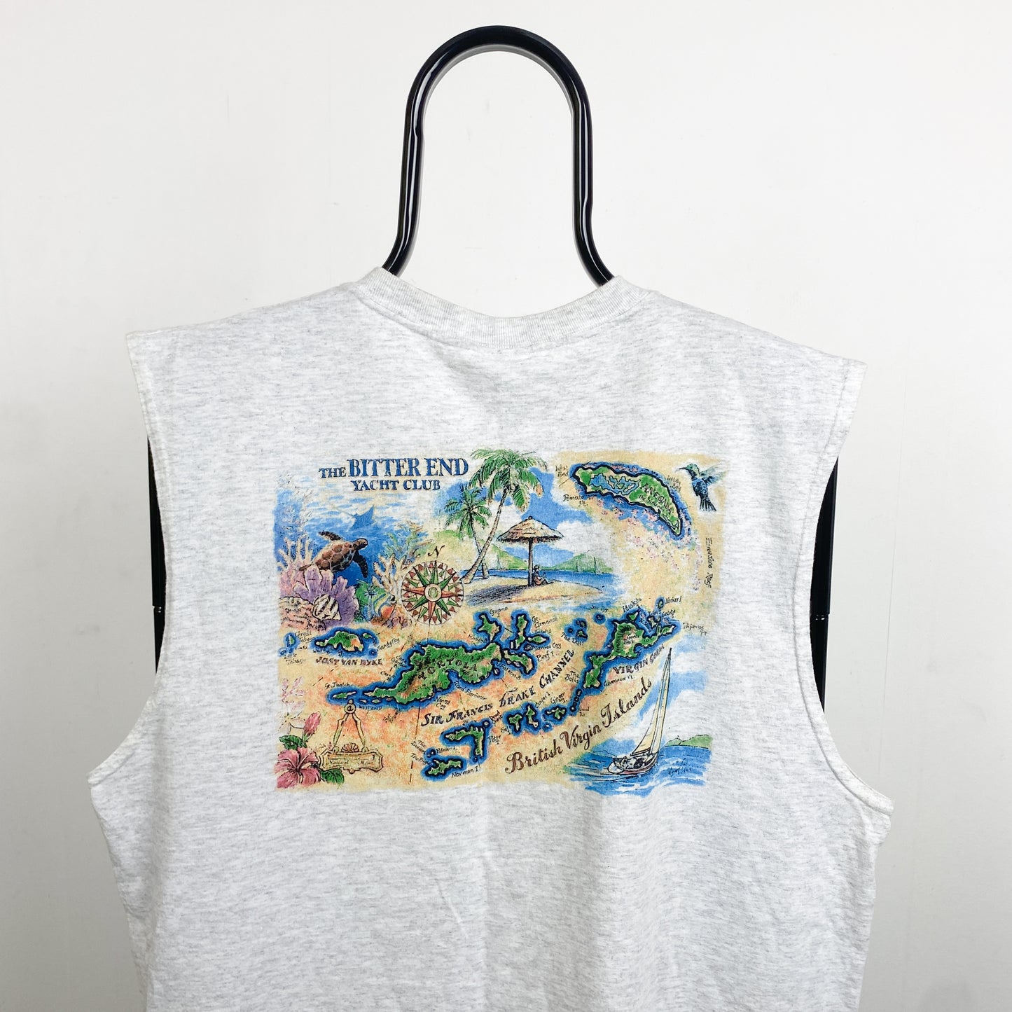 Retro 90s Gildan Surf Vest T-Shirt Grey Large