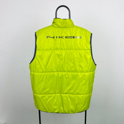 90s Nike Reversible Puffer Gilet Jacket Blue Green Medium