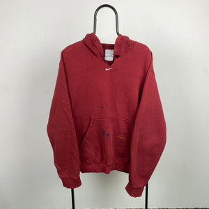 00s Nike Centre Swoosh Hoodie Red Large