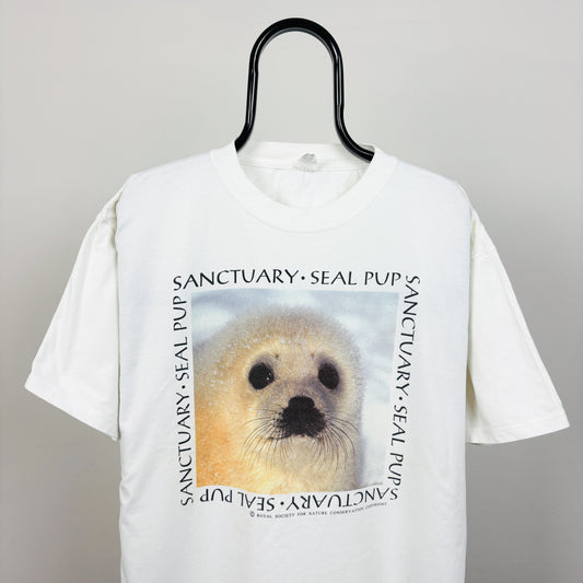 90s Seal Pup Sanctuary T-Shirt White XL
