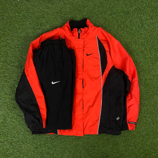 00s Nike Storm-Fit Waterproof Windbreaker Jacket + Joggers Set Orange Small