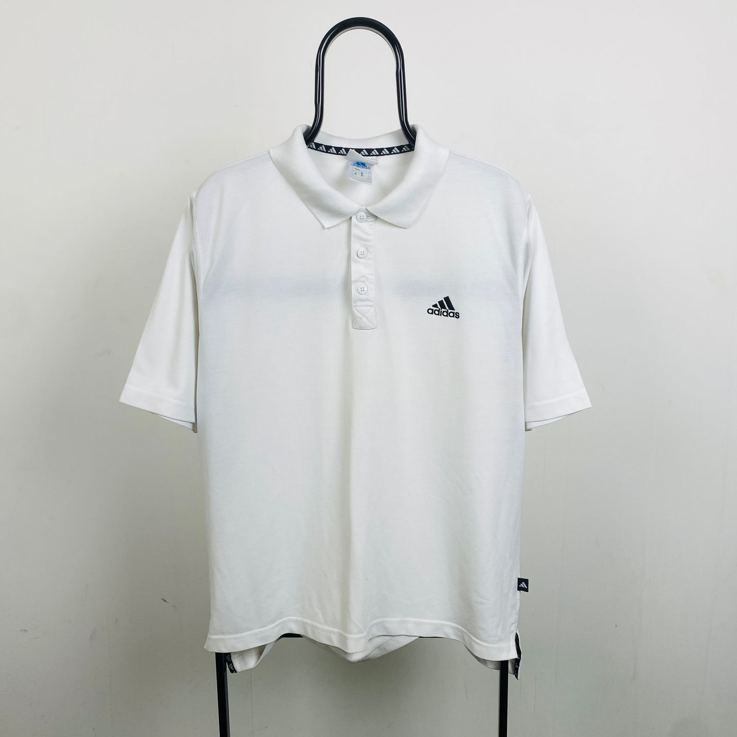 90s Adidas Polo Shirt T-Shirt White Large