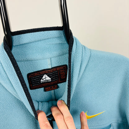 90s Nike ACG 1/4 Zip Fleece Sweatshirt Blue Medium