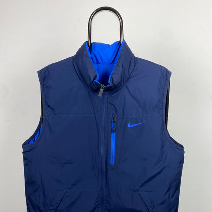 00s Nike Reversible Puffer Jacket Blue Large