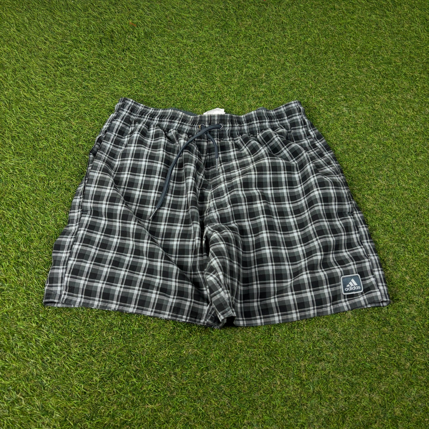 00s Adidas Plaid Shorts Blue Small