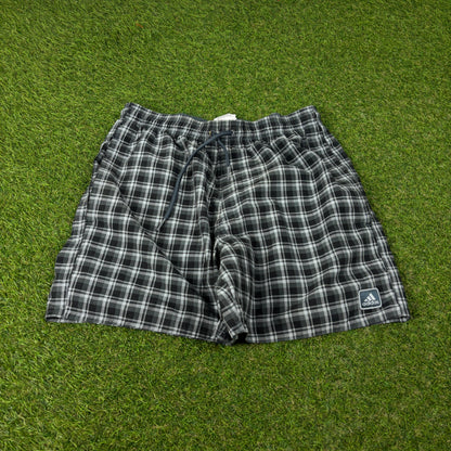 00s Adidas Plaid Shorts Blue Small