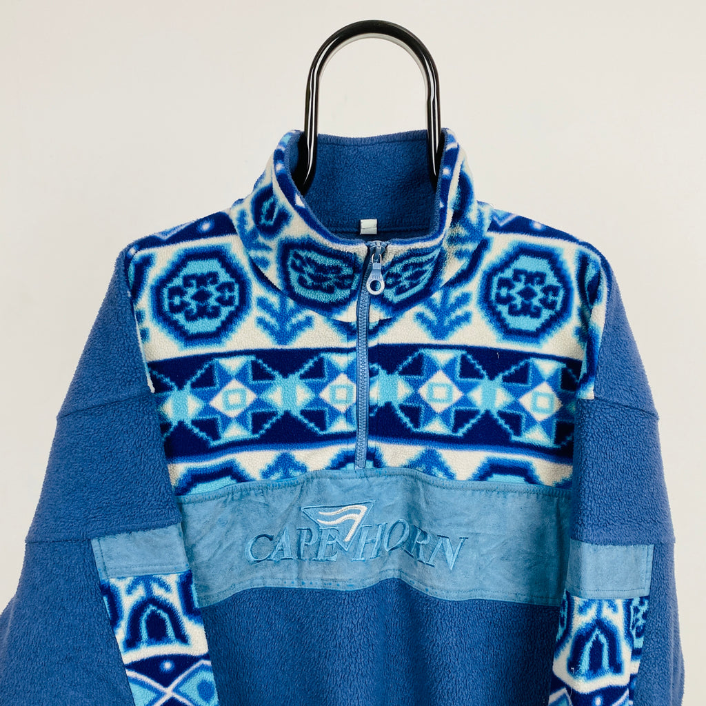 Retro Polartec Fleece Sweatshirt Blue Large