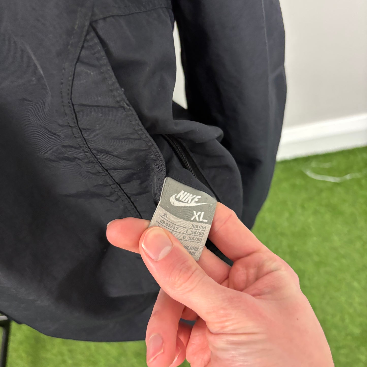 00s Nike Reversible Fleece Coat Jacket Black Grey XL