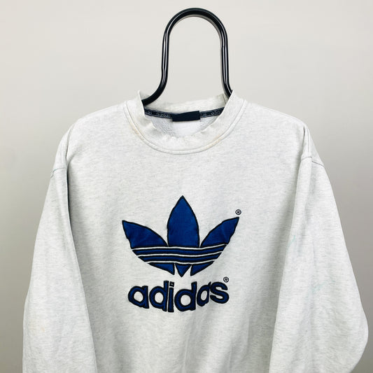 90s Adidas Trefoil Sweatshirt Grey Large