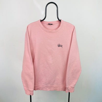 Retro 00s Stussy Sweatshirt Pink Medium