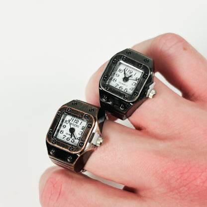 Watch Ring Adjustable Antique Silver