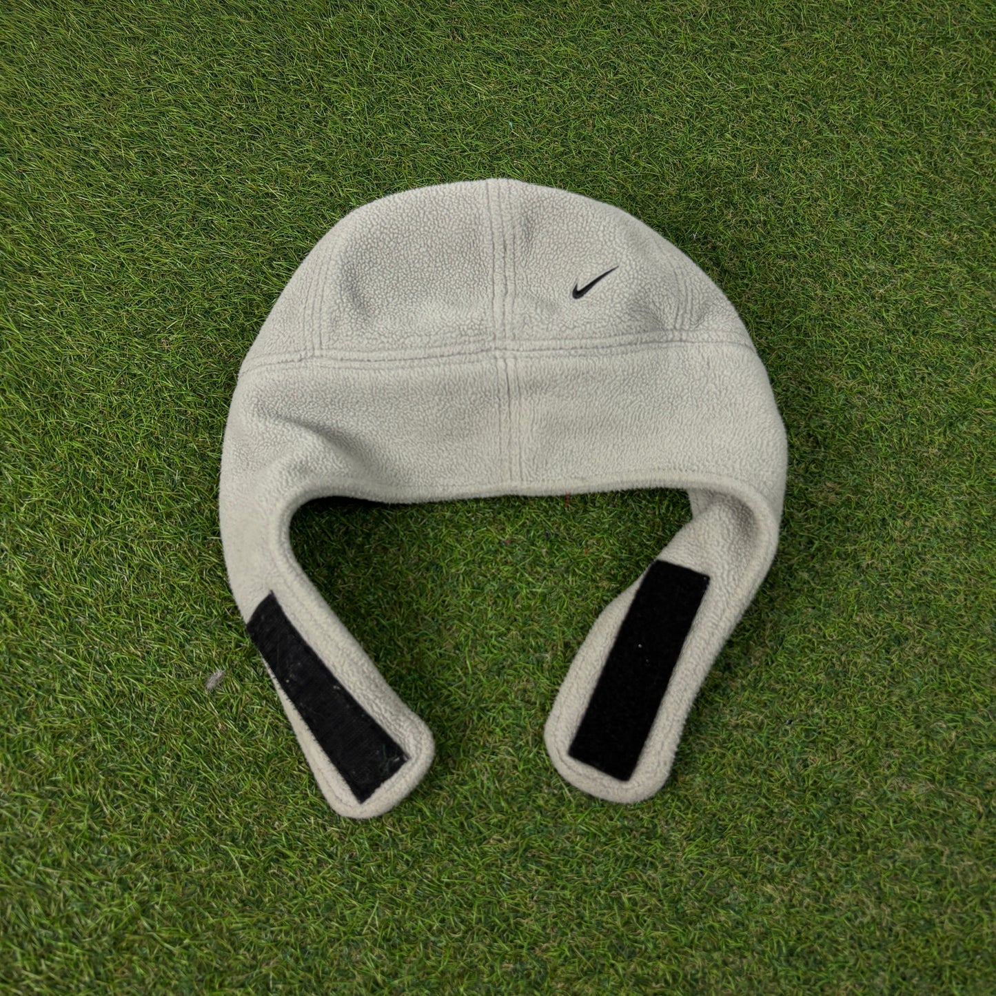 00s Nike Fleece Ear Flap Beanie Hat Grey
