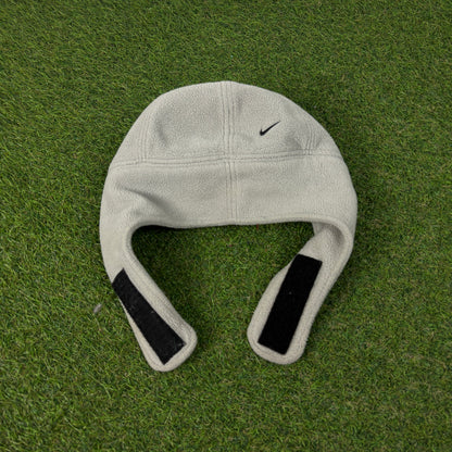 00s Nike Fleece Ear Flap Beanie Hat Grey