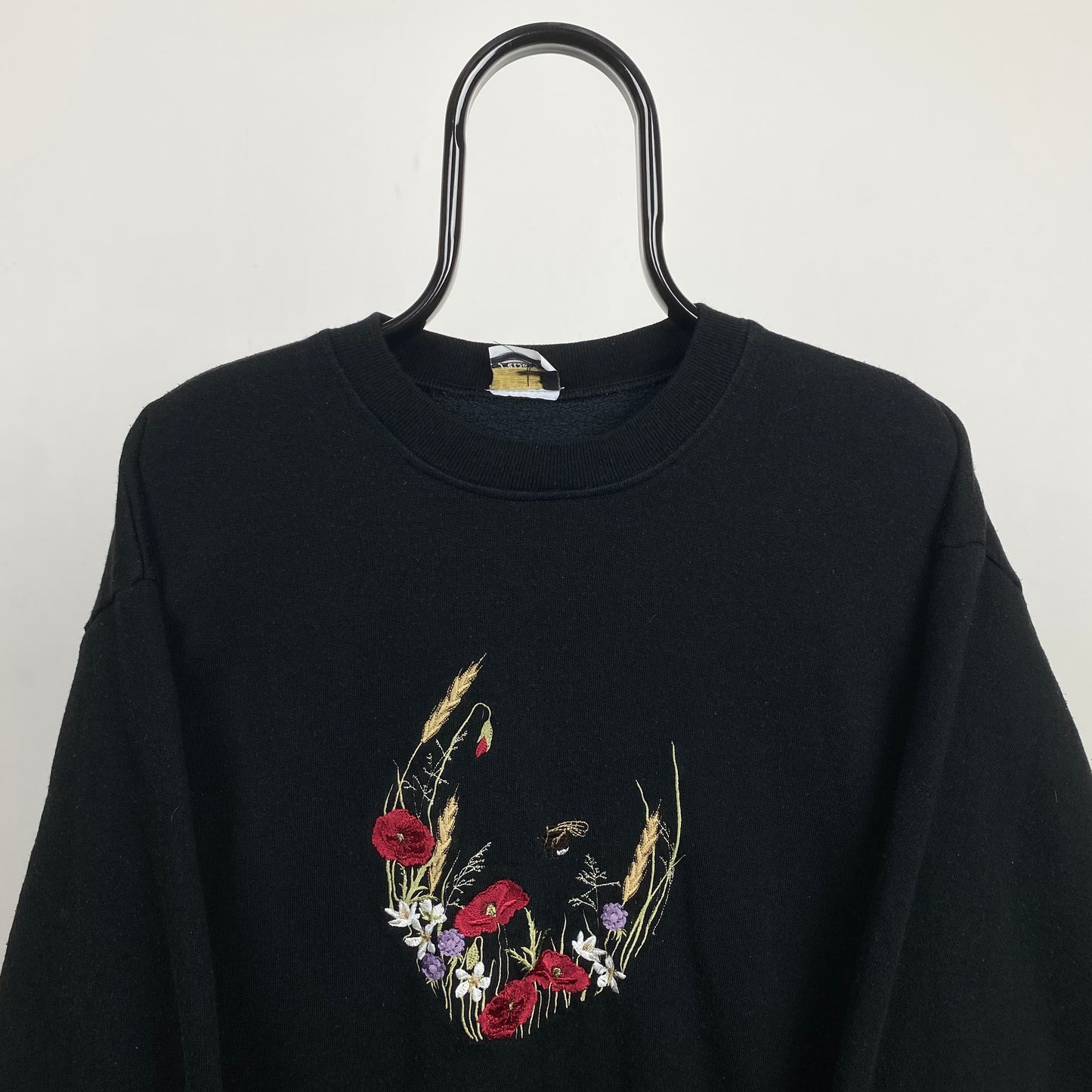 Retro Flower Sweatshirt Black Small