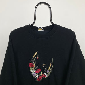 Retro Flower Sweatshirt Black Small