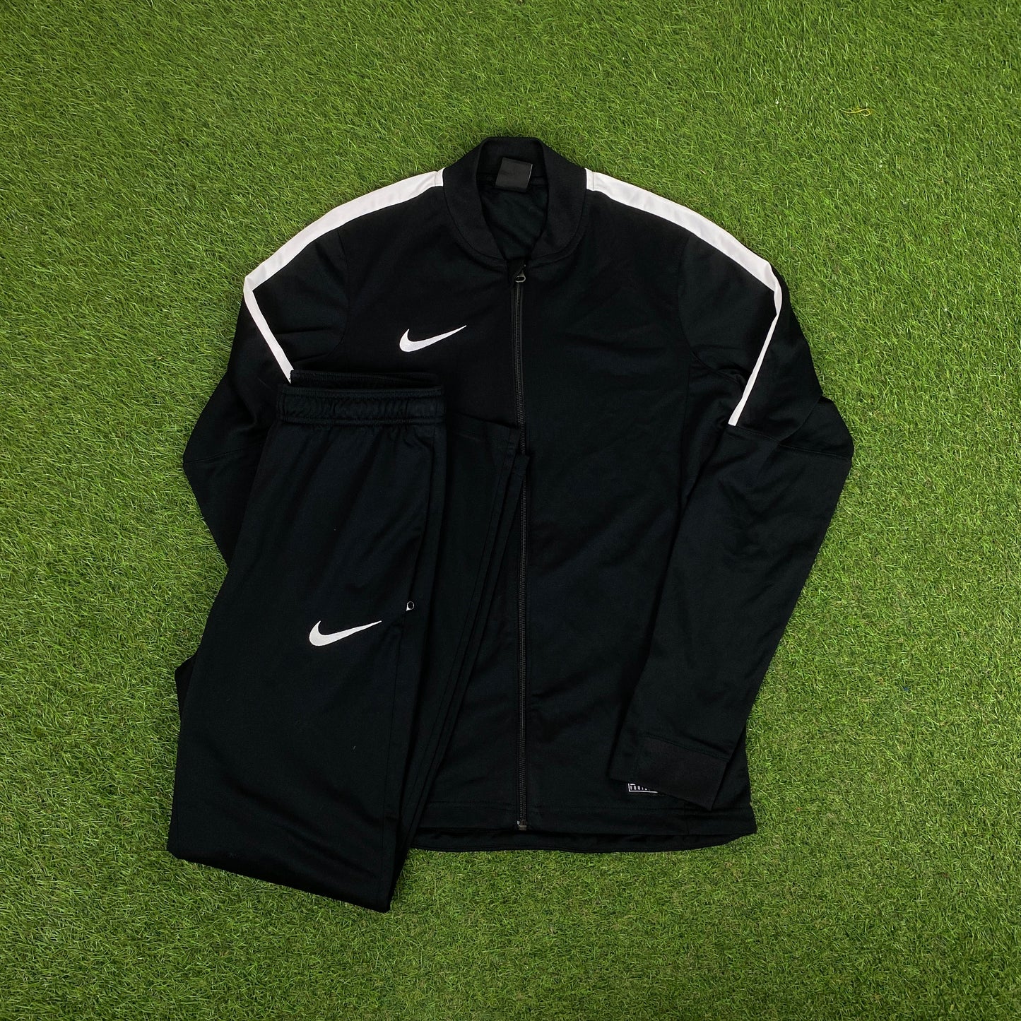 00s Nike Dri-Fit Tracksuit Jacket + Joggers Set Black Small