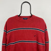 Retro Nautica Heavyweight Knit Sweatshirt Red Large