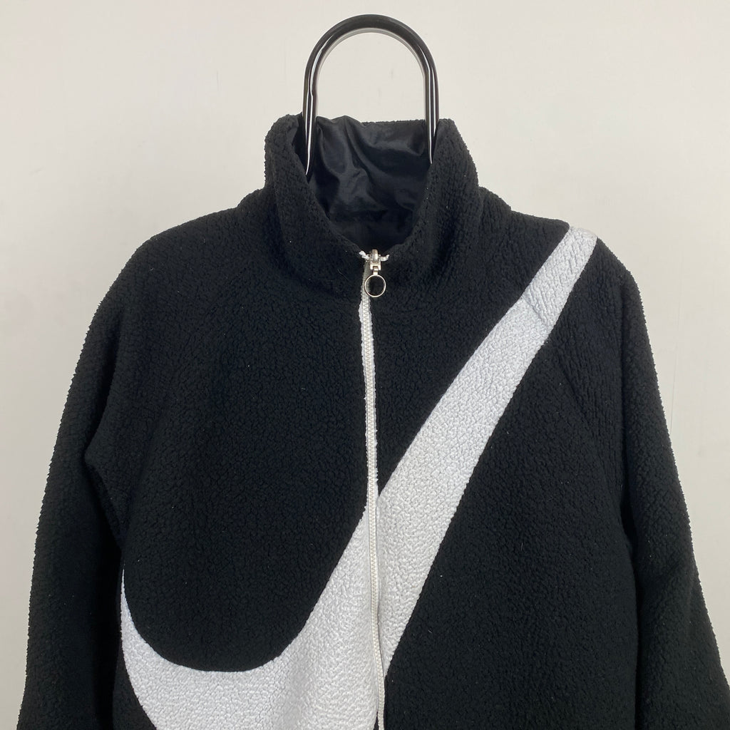 00s Nike Reversible Fleece Coat Jacket Black XS