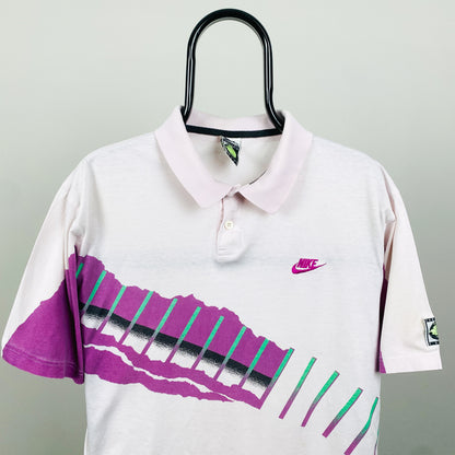 90s Nike Challenge Court Polo Shirt T-Shirt Pink Large