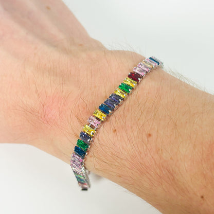 Rainbow Gemstone Bracelet .925 Silver