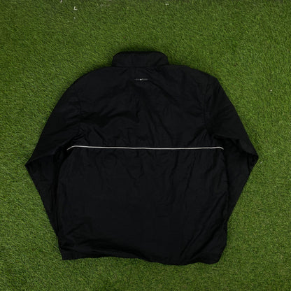 00s Nike Reflective Piping Windbreaker Jacket + Joggers Set Black Small