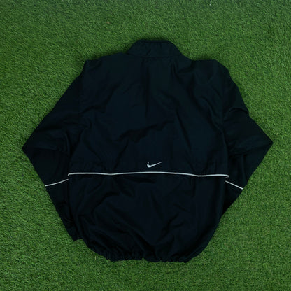 90s Nike Piping Windbreaker Jacket + Joggers Set Black Medium