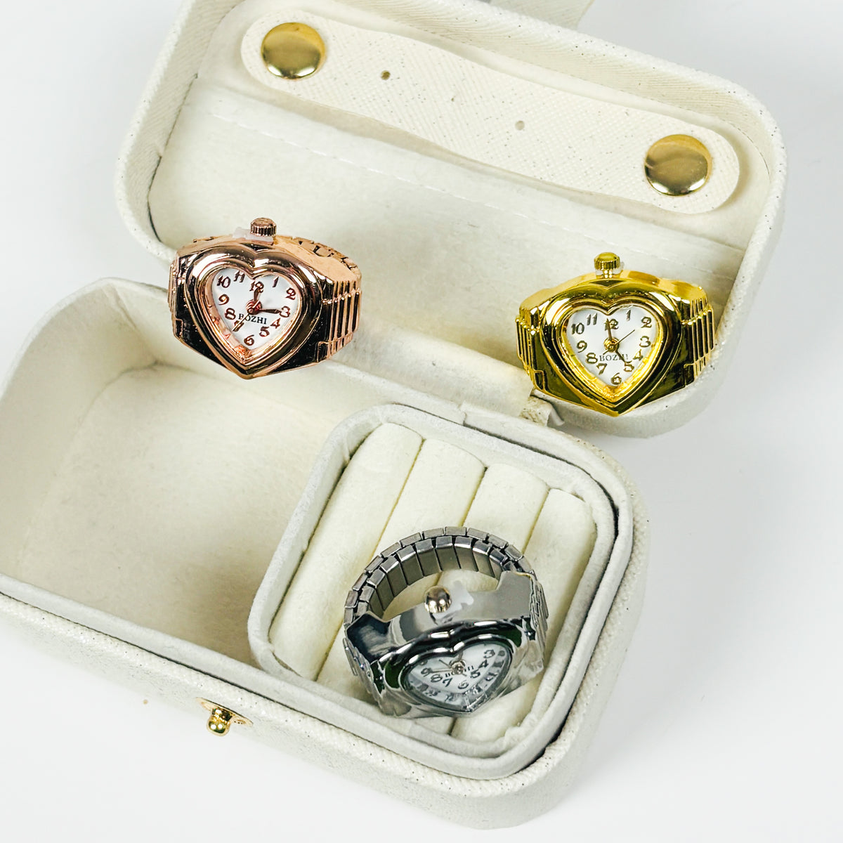 Heart Watch Ring Gold