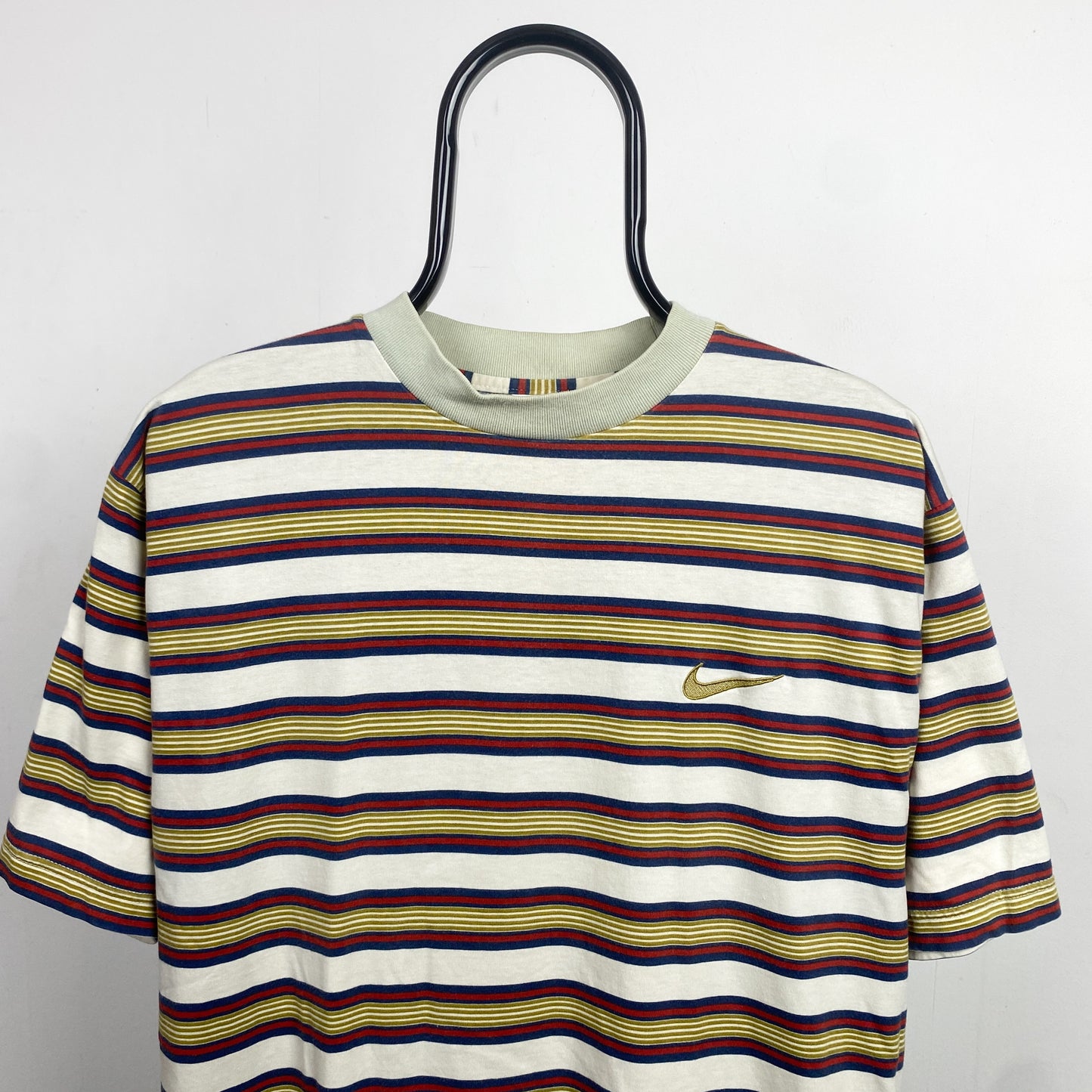 90s Nike Striped T-Shirt Brown Medium