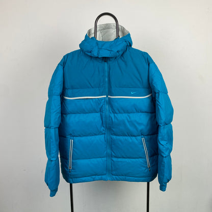 00s Nike Piping Puffer Jacket Blue Small