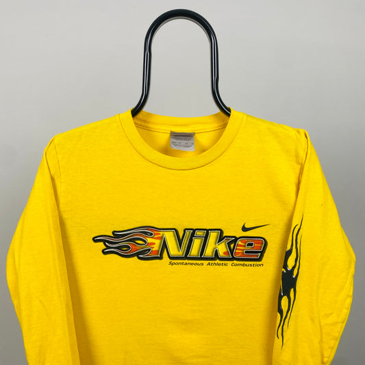 00s Nike Flame T-Shirt Yellow Small