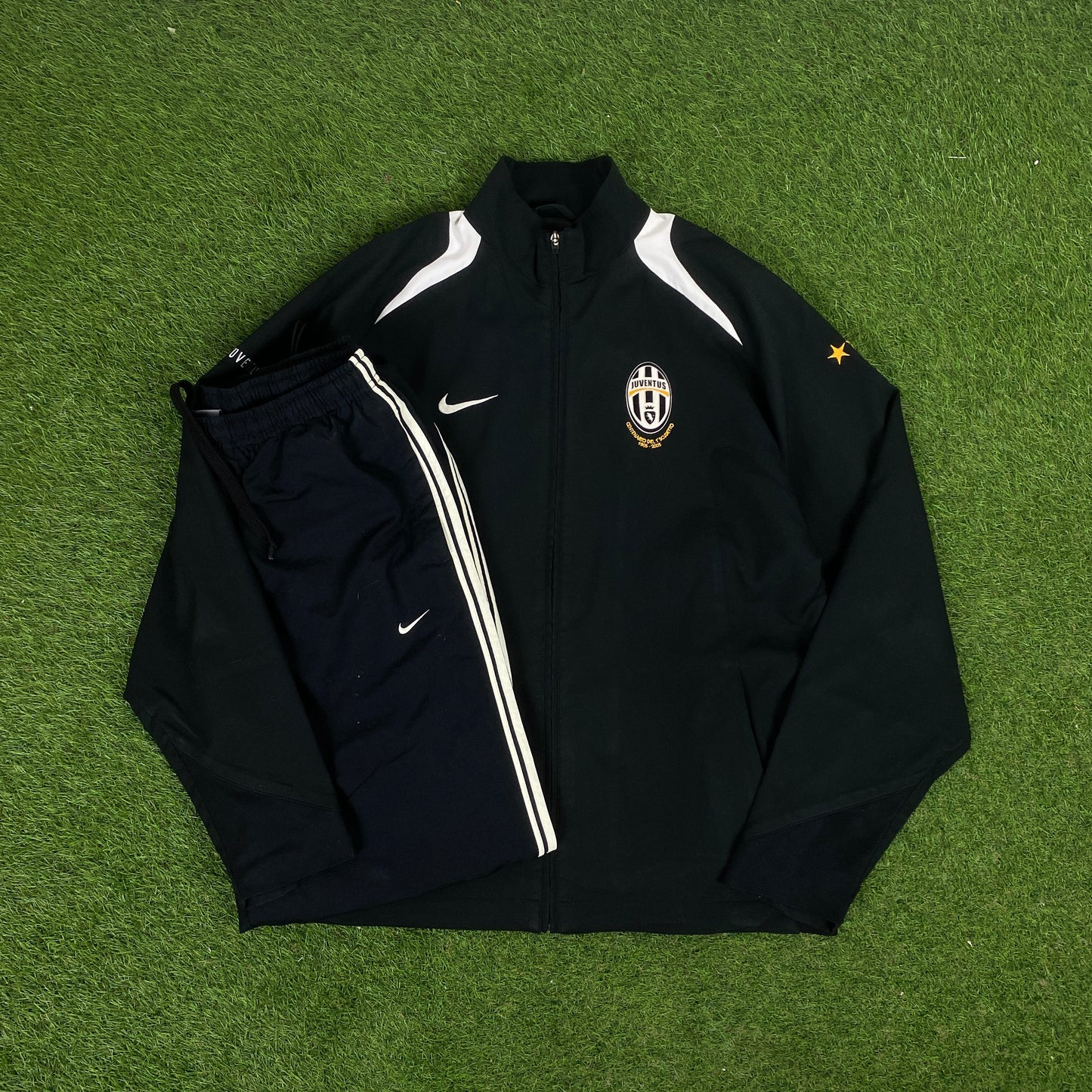 00s Nike Juventus Piping Tracksuit Jacket + Joggers Set Black Large