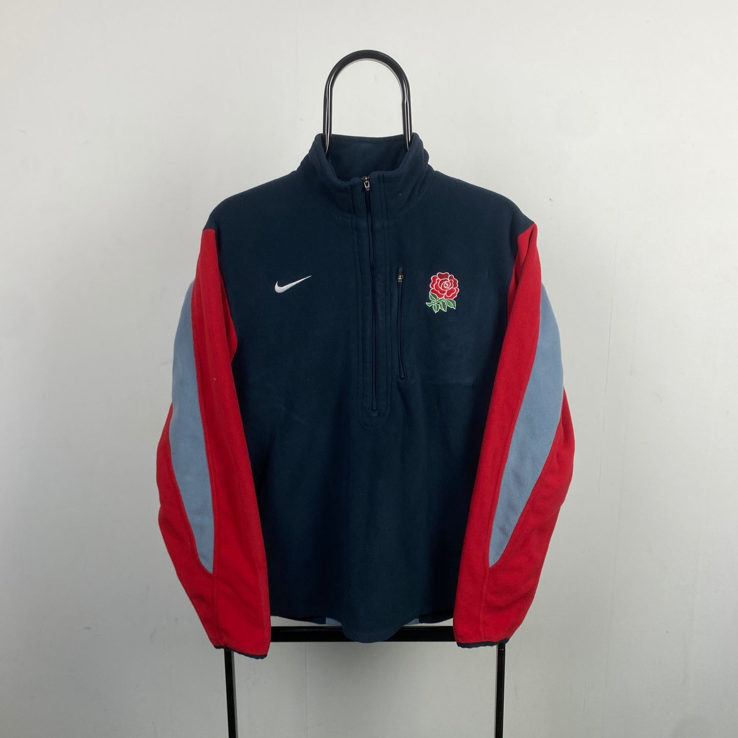 00s Nike England Rugby Therma-Fit Fleece Sweatshirt Blue Small