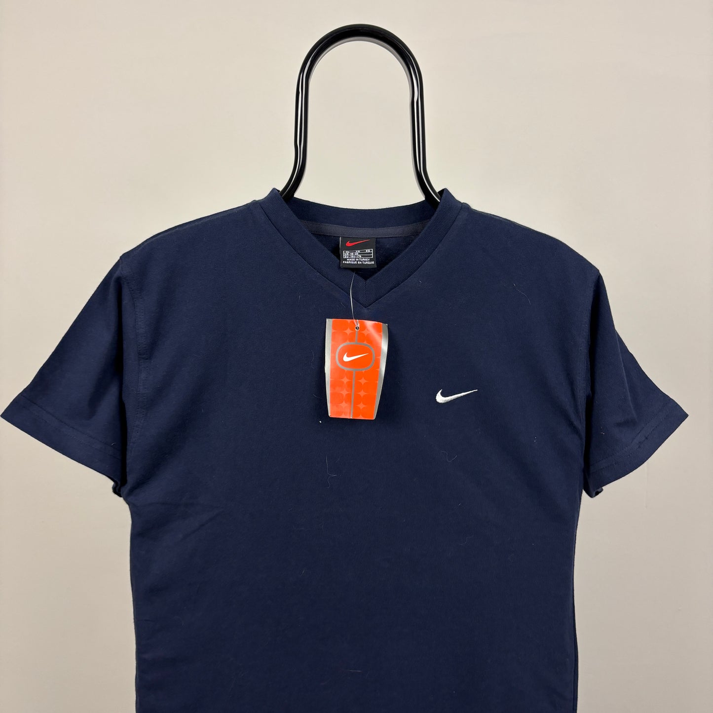 00s Nike V Neck T-Shirt Blue Small