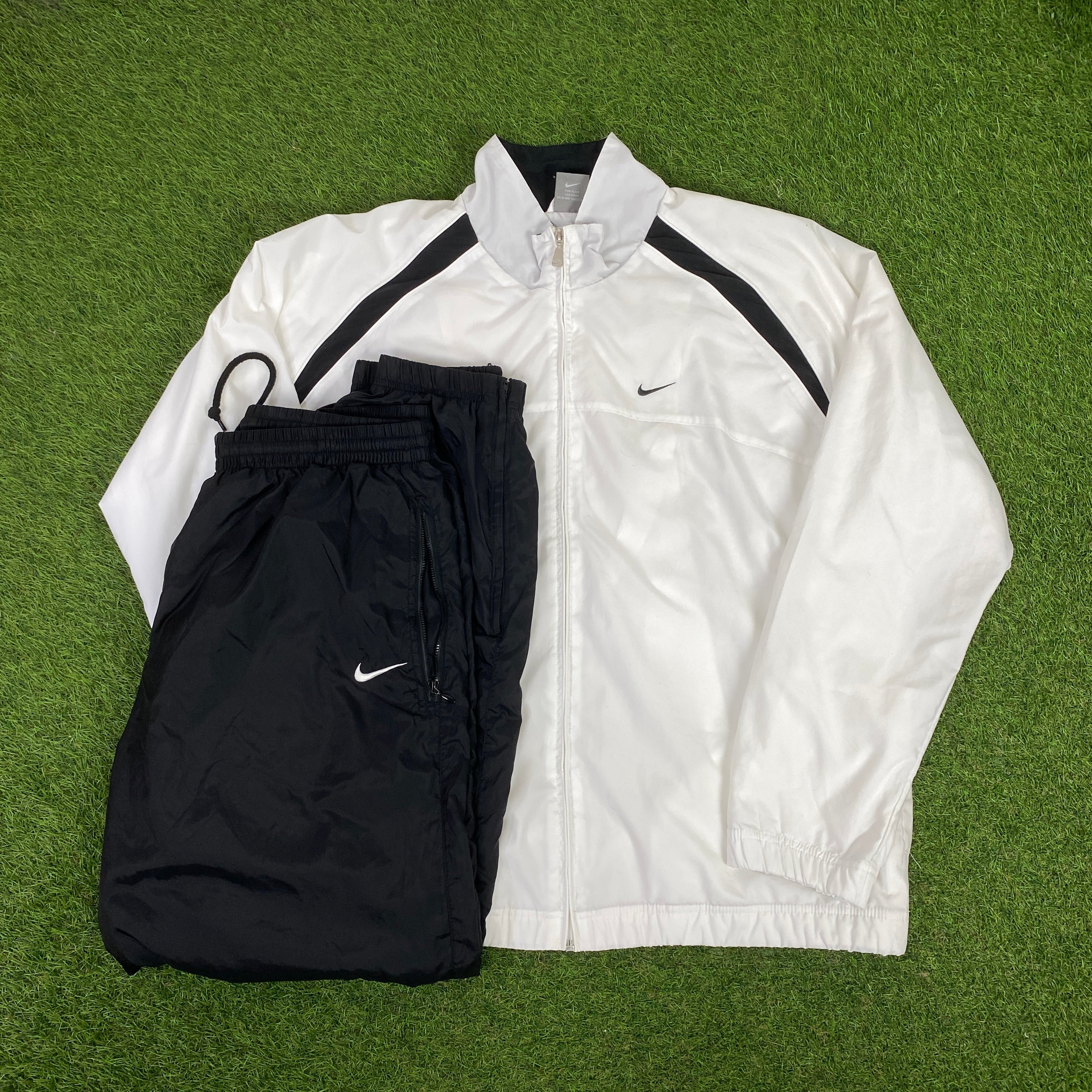 00s Nike Piping Tracksuit Set Jacket + Joggers White XL – Clout Closet