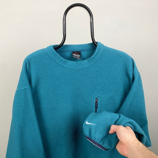 90s Nike Deep Pile Fleece Sweatshirt Blue Medium