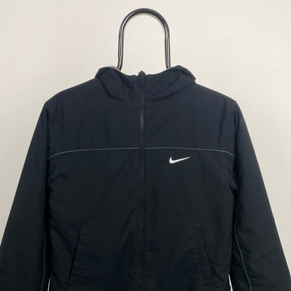 00s Nike Reversible Piping Fleece Coat Jacket Black XS