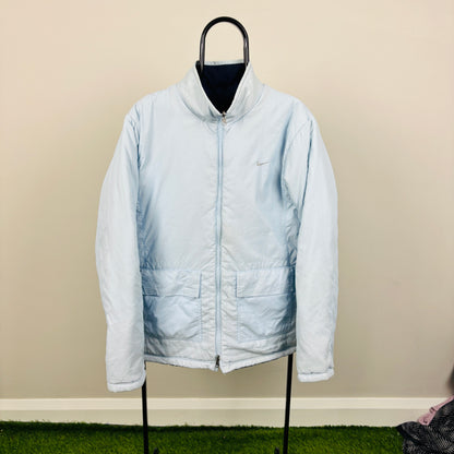 00s Nike Reversible Piping Puffer Jacket Blue Large