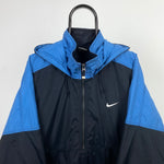 90s Nike Puffer Coat Jacket Blue Large