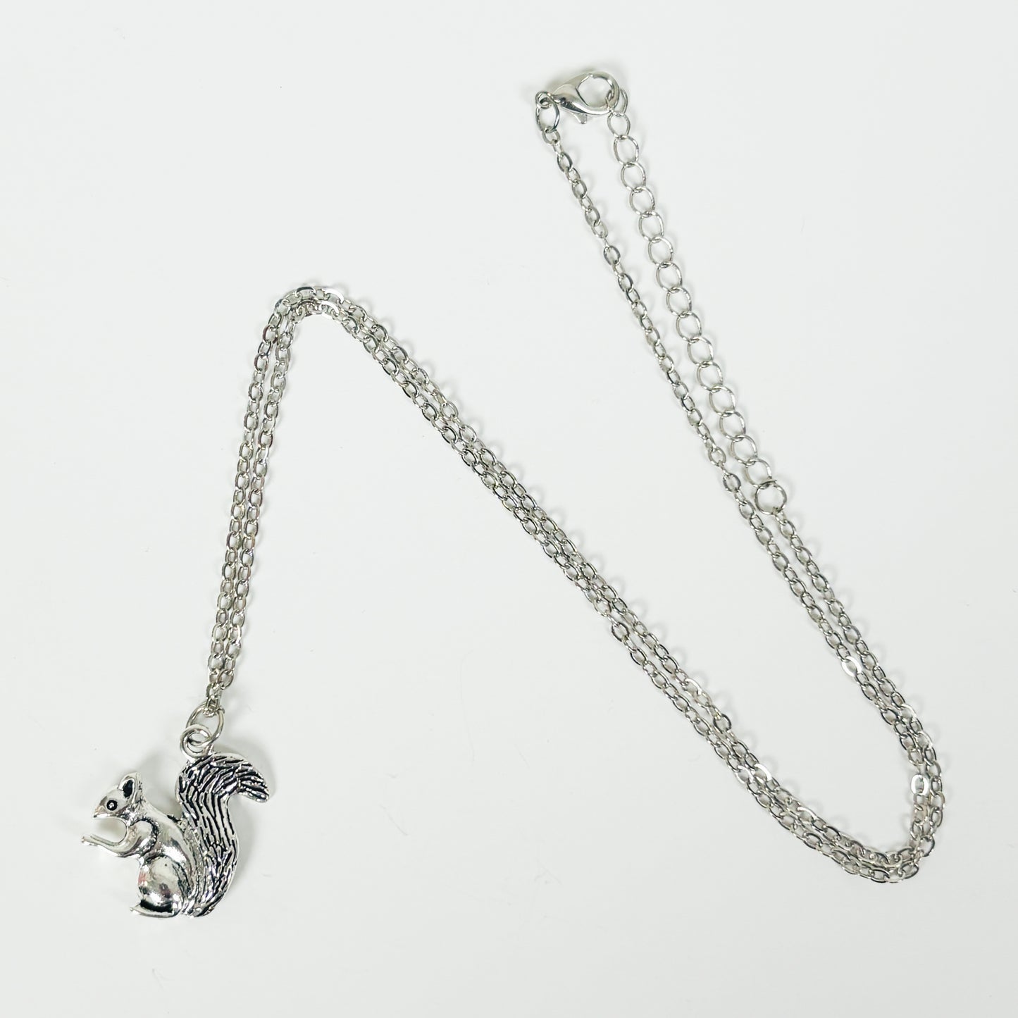 Squirrel Charm Necklace Silver