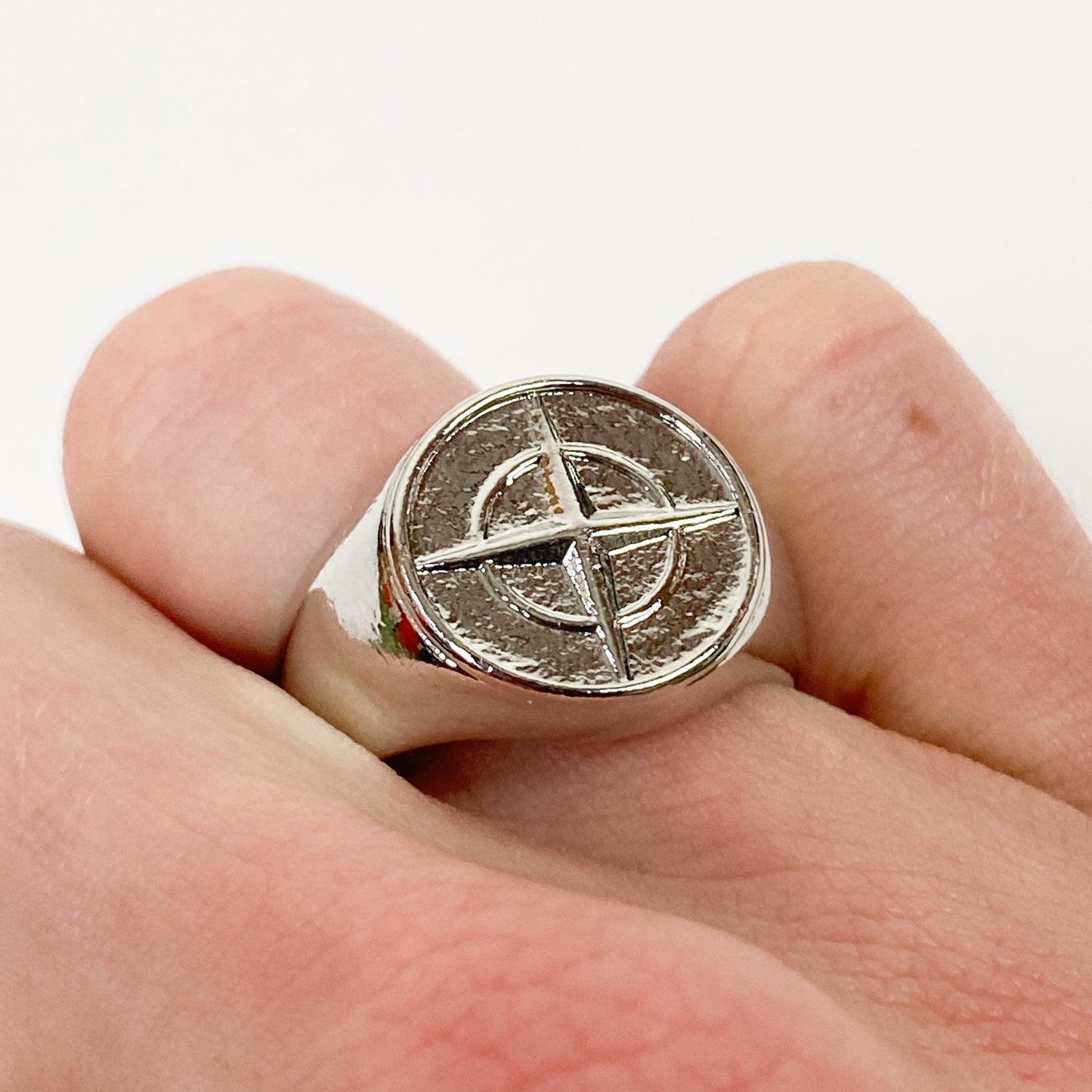Retro Vintage Compass Ring Silver