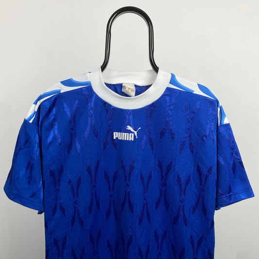 Retro 90s Puma Football Shirt T-Shirt Blue XL