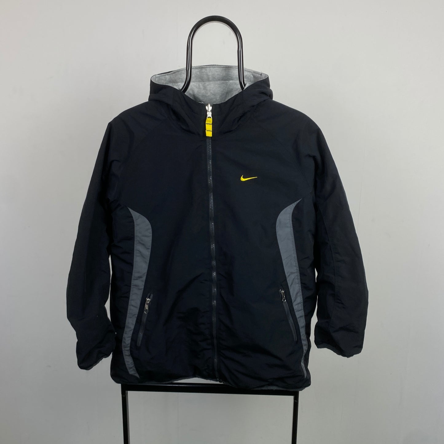 00s Nike Reversible Fleece Coat Jacket Black Small