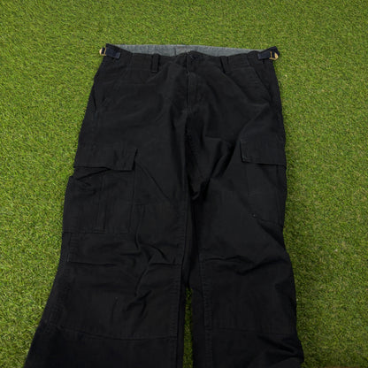 00s Carhartt Cargo Trousers Joggers Black Medium 30x32